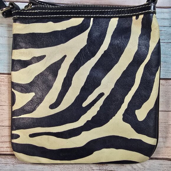 Dooney & Bourke Zebra Print Leather Crossbody Bag - Picture 2 of 10